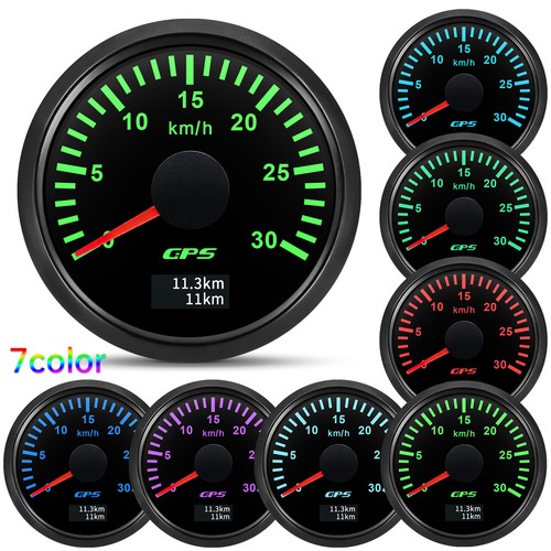 52mm Marine Boat GPS Speedometer 0-30km/H Odometer Gauge 7 Colors LED Waterproof - Picture 3 of 14