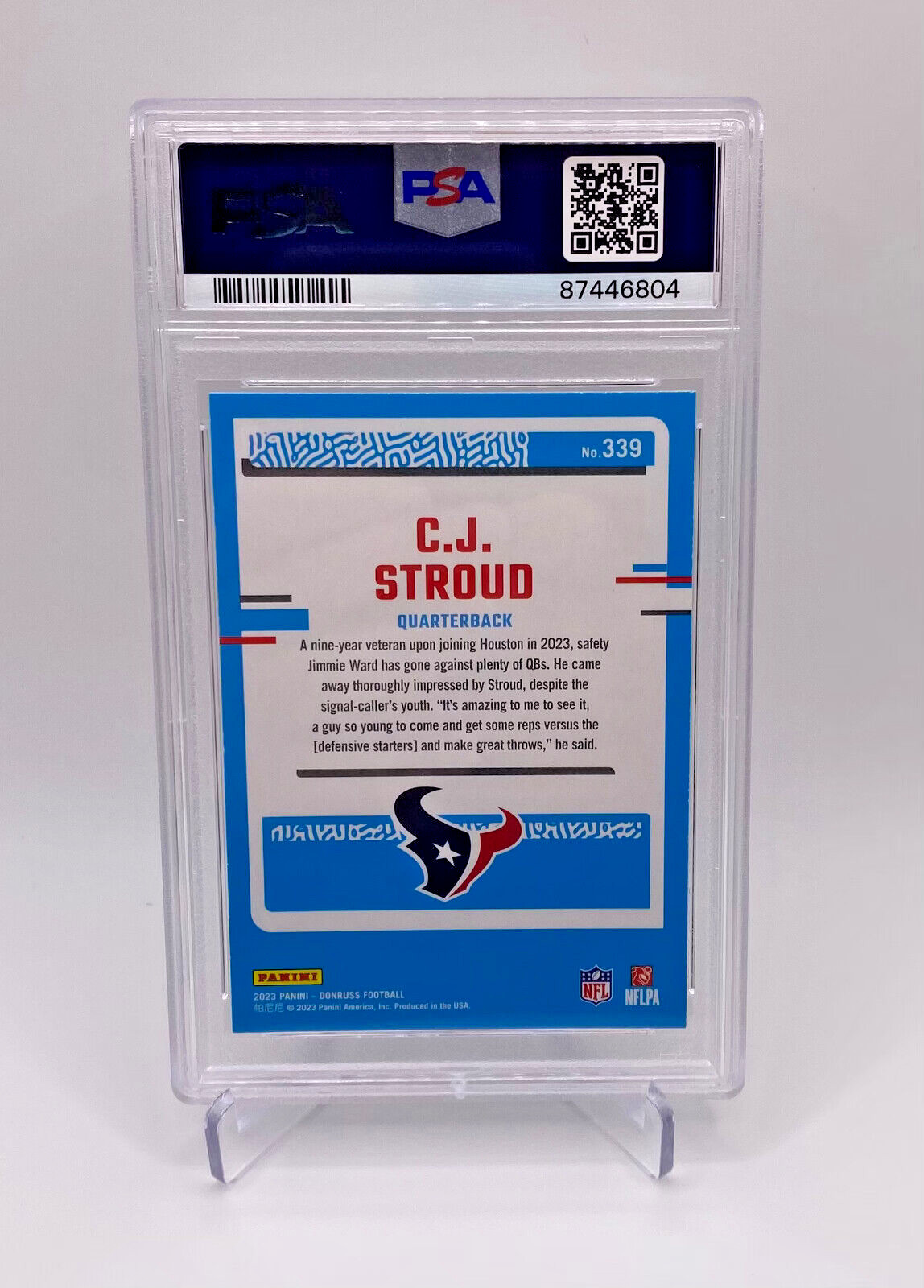 2023 Donruss Football C. J. Stroud #339 Rated Rookie Texans RC PSA 10 view 2