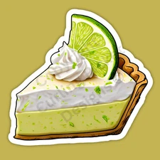 Slice of Key Lime Pie with Whipped Cream and Lime Wedge Food 3" Vinyl Sticker