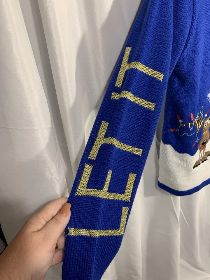 DE COLECCIÓN FEA NAVIDAD SUDADERA TALLA S 4/6 SUÉTER ADORNOS Árbol Reno VACACIONES Foto 3 de 4