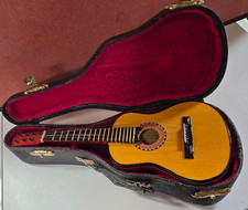 Guitar 8" Mini Replica Natural Finish Acoustic Miniature Guitar with Case