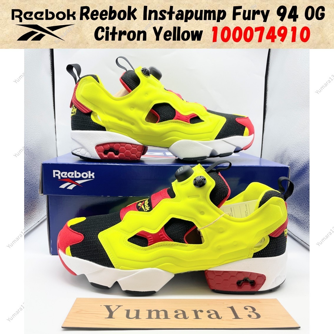靴 Reebok INSTAPUMP FURY 94 CITRON YELLOW Reebok Instapump Fury 94 OG Citron Yellow 100074910 Men's