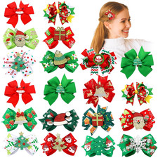 20 Pcs Christmas Hair Bow Clips Christmas Hair Accessories for Women Red and Gre