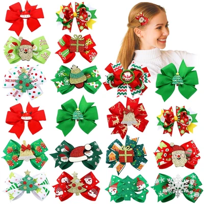 20 Pcs Christmas Hair Bow Clips Christmas Hair Accessories for Women Red and Gre - Image 1 of 4