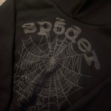 sp5der Black Pullover Hoodie Spiderweb Graphi...