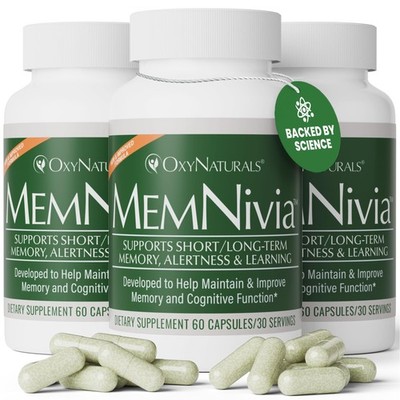 MemNivia Brain Supplements for Memory & Focus | DualSage Stem Cell Formula wi...