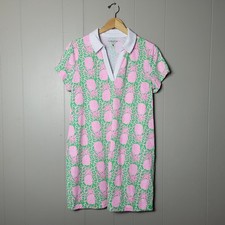 LILLY PULITZER LUXLETIC MERYL PINK GREEN GOLF DRESS WOMENS SIZE LARGE