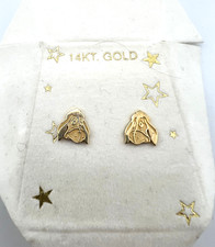 Disney VD 14K yellow gold stud earrings Gloomy Eeyor from Winnie The Pooh card