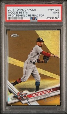 Mookie BETTS 2017 Topps Chrome Update Gold Refractor #HMT26 /50 NM Red Sox PSA 9