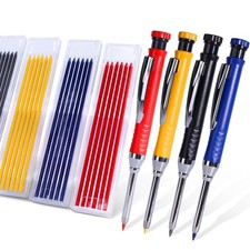 4 Pack Carpenter Pencil with Sharpener, Mechanical Pencils Set with 28 Refills,