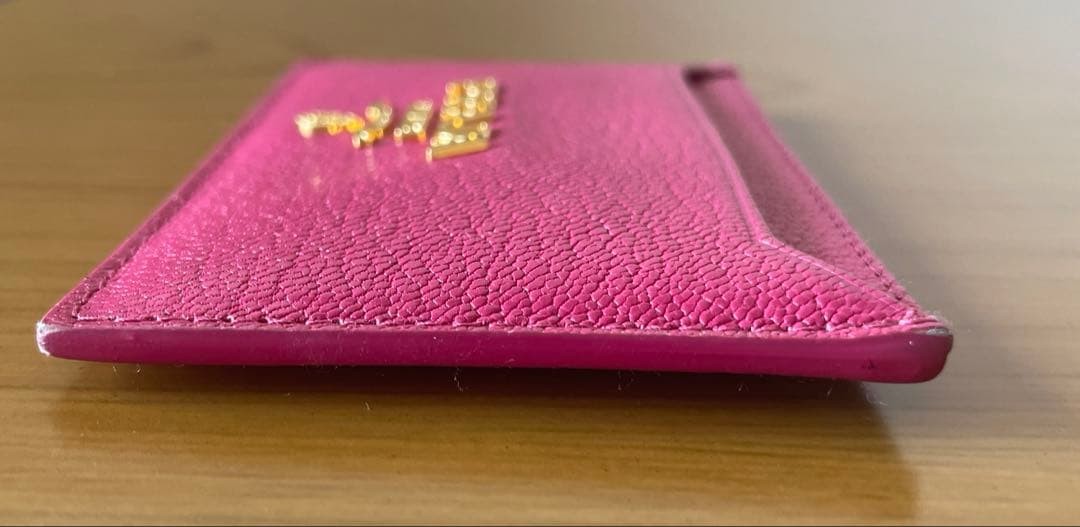 Prada Pink Goat Leather Card Holder with Logo and 3 Card Slots thumbnail 5
