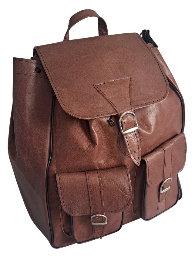 Borsone Weekender In Pelle Grana Piena Obi Pelle - 55x48x9.5 Cm, Nero, Fatto A Mano In Pakistan