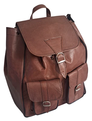 Leder Rucksack Vintage 32cm Braun City Daypack Handarbeit Damen Herren Leder bag - Bild 1 von 4