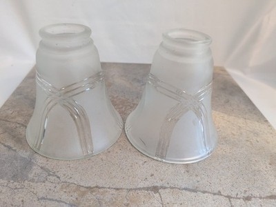 Hunter Ceiling Fan Glass Light Shade Globe Ribbon Design Light Frost Tulip Set 2