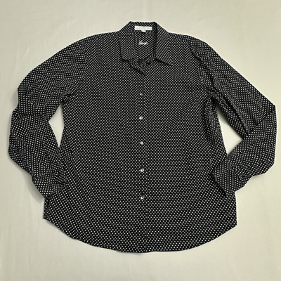 Foxcroft Top Womens 12 Button Down Polka Dot Shaped Fit Career Wrinkle Free