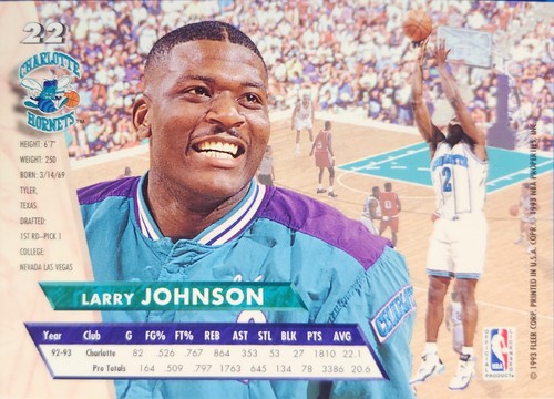 1993-94 Fleer Ultra - #22 Larry Johnson - Picture 2 of 2