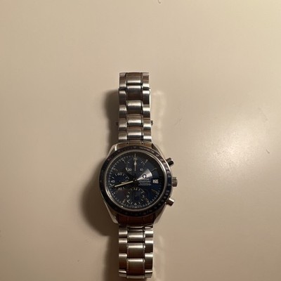 OMEGA Speedmaster Quartz Chronograph Date Blue Dial SS Bracelet Tachymeter