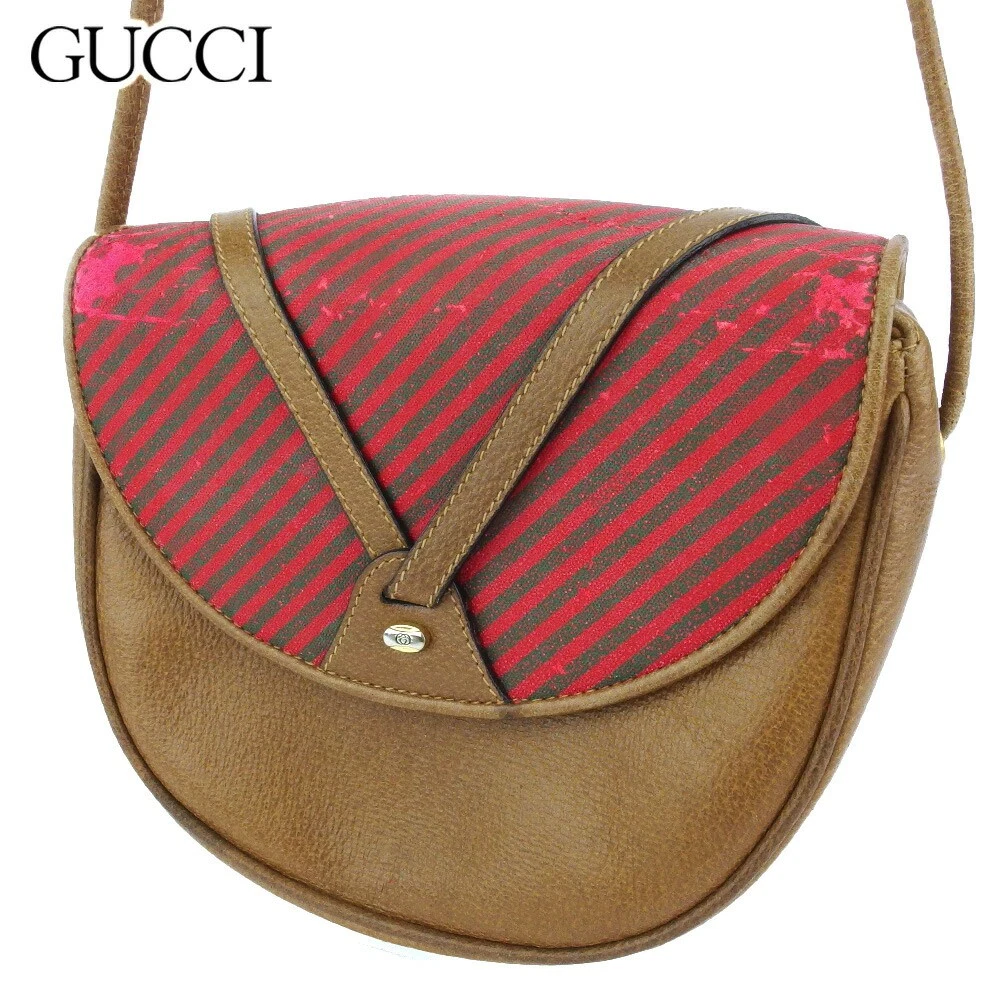 Gucci sac bandoulière marron clair rouge vert toile cuir T14408S