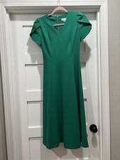 Calvin Klein Green V Neck Midi Dress SZ 2