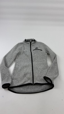 Nike Jacket Womens XS Gray Full Zip Fleece Sweater Knit Chest Pocket Swoosh Logo
