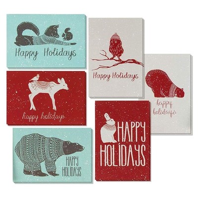 48x Christmas Cards with Envelopes, Winter Animal Blank Greeting Cards Bulk 4x6 