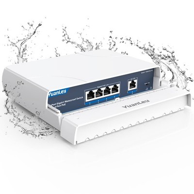 YuanLey 4-Port PoE Switch Gigabit- Waterproof Outdoor Ethernet Unmanaged Netw...