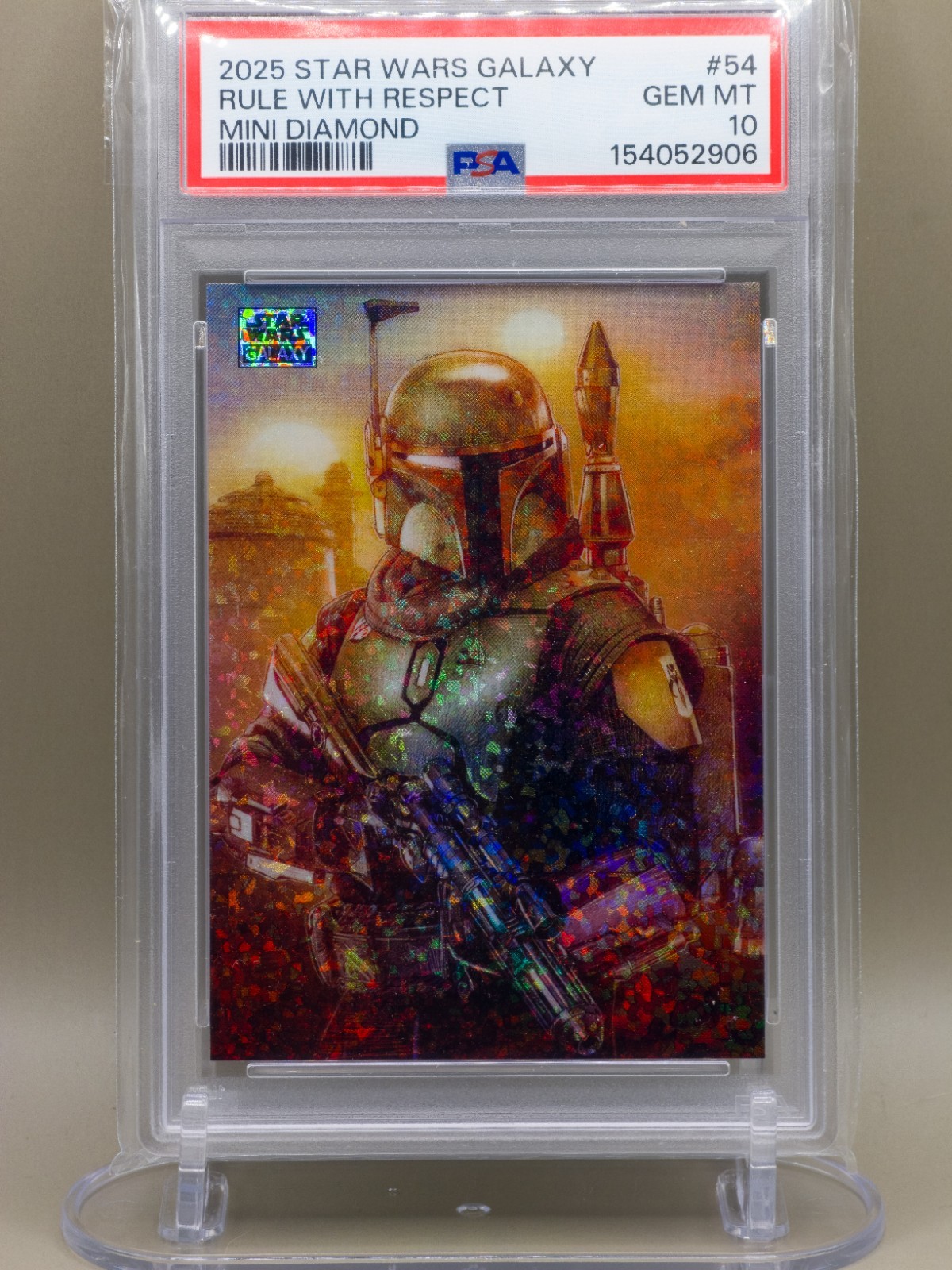 2025 Topps Star Wars Galaxy #54 RULE WITH RESPECT MINI DIAMOND PSA 10 view 2