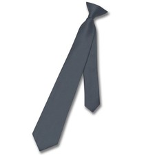 Vesuvio Napoli Boys CLIP-ON NeckTie Solid CHARCOAL GREY Color Youth Neck Tie
