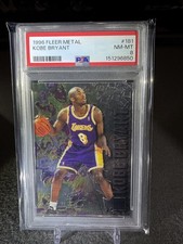 BBALL SALE!! Kobe Bryant ROOKIE psa 8 1996 METAL #181 FRESH GRADE!! Lakers