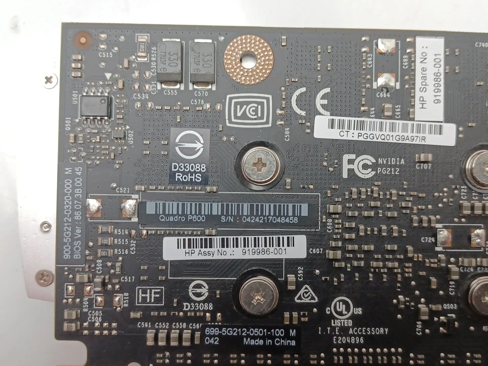 HP Nvidia Quadro P600 2GB DDR5 PCIe Video Graphics Card 919986-001 - Image 4 of 4