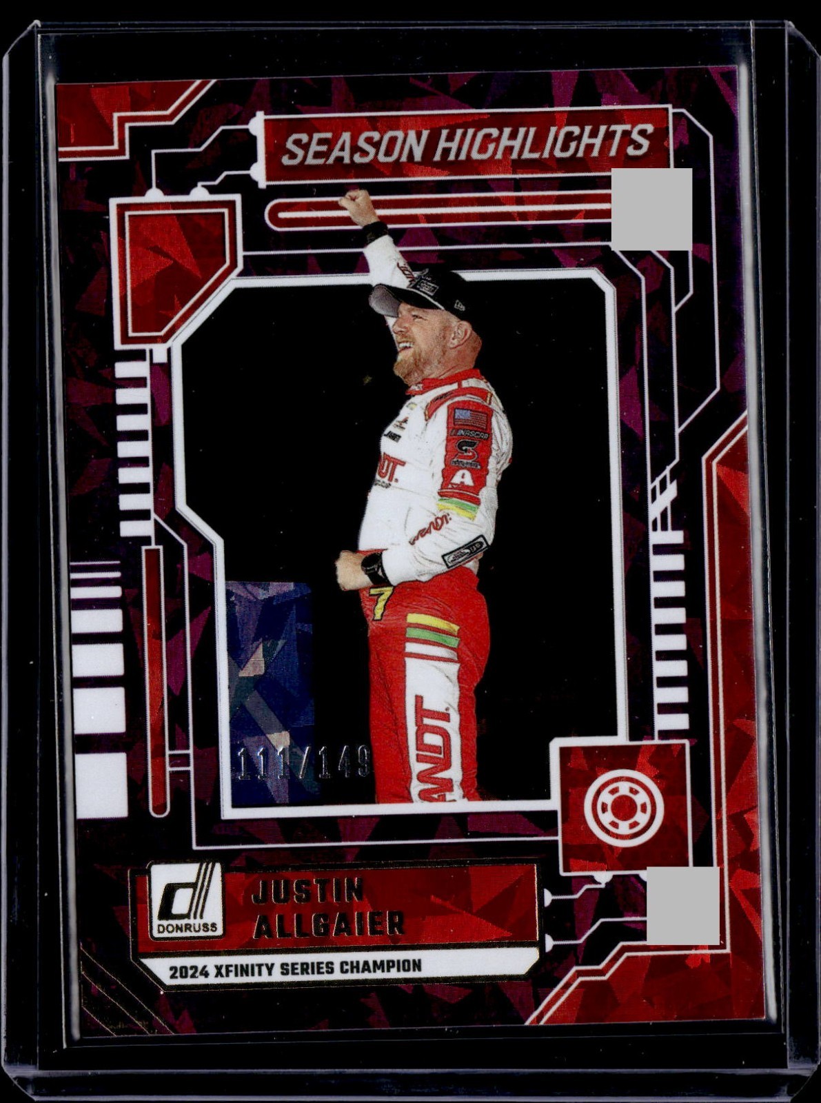 2025 Donruss Racing #2 Justin Allgaier red cracked ice 111/149! JRM!