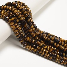 Natural Yellow Tiger Eye Faceted Rondelle Beads Size 5x8mm 15.5" Strand