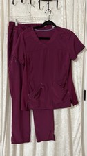 ScrubStar S Burgundy Wine Medical Scrub Set Shirt  Pants