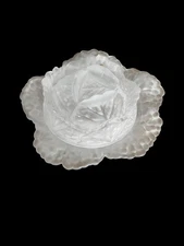 Classic Vintage Portieux Vallerysthal Frosted Glass Lidded Cabbage Bowl 7” X  4”