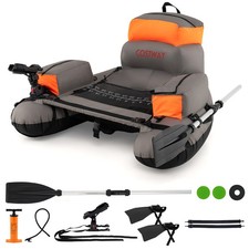 Inflatable Fishing Float Tube Portable Fishing Boat w/ Hand Pump Paddle Flippers
