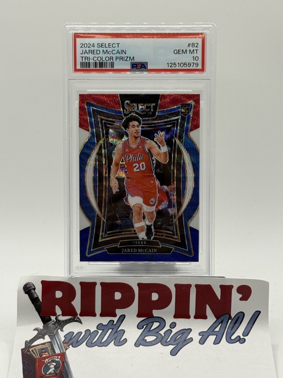 2024 Panini Select JARED MCCAIN RC Tri-Color Prizm #82 Rookie PSA 10