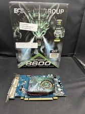 ECS GeForce 8600 GT graphics card with its original box.
