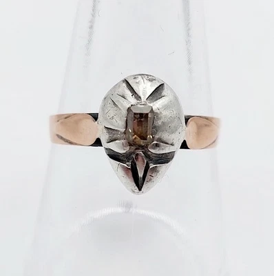 Anillo victoriano oro rosa 18k plata diamante talla mesa (alrededor de 1820) - Imagen 1 de 4