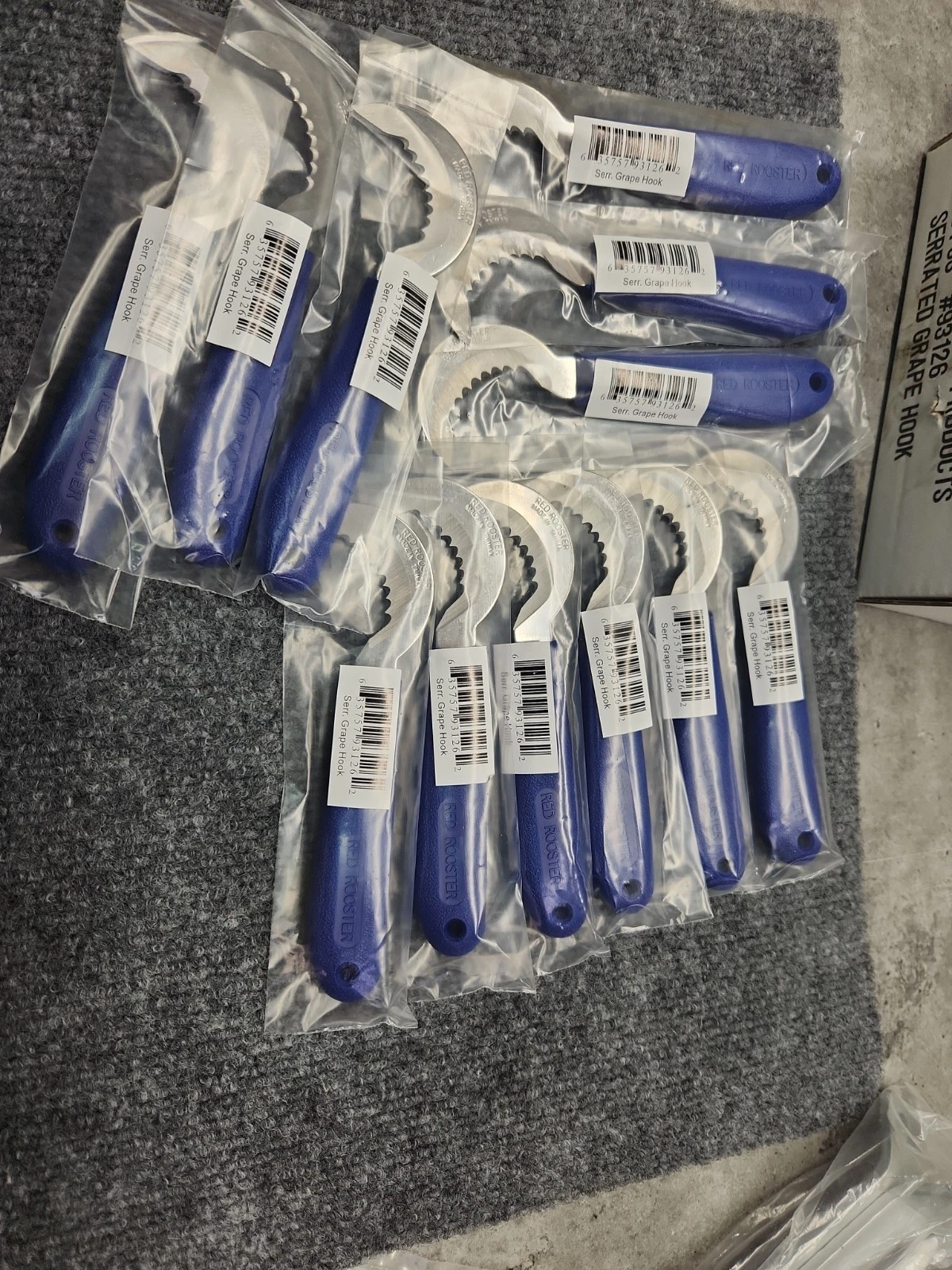 6 1/2" Grape Hook Knife Serrated Stainless Steel Blade 12 Pack