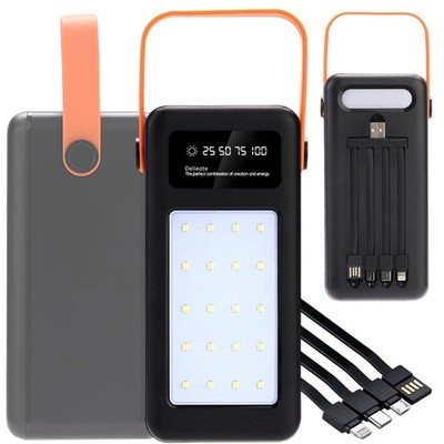 Solar Powerbank 50000mAh Schwarz mit LED Anzeige für Camping und Stromausfall