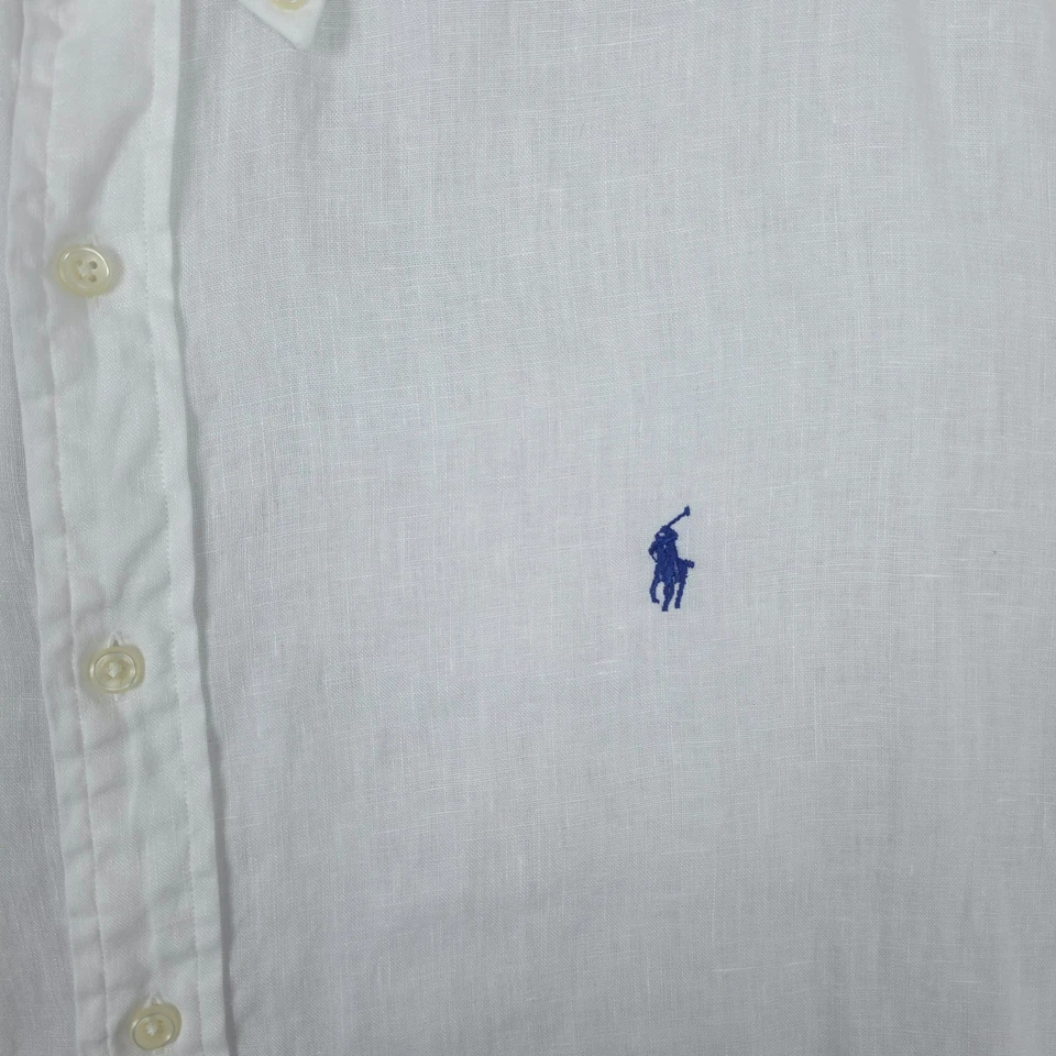 Ralph Lauren Shirt Mens 2XL White Ocean Wash Linen Long Sleeve Button Down - Image 4 of 4