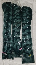 3 Pack Deep Green Braid Jumbo Hair Extension 24 inches For Daily Use Party Hall