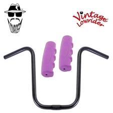 Original Lowrider 13" 25.4 U Handlebar Black 0214 120mm Grips Solid/Purple