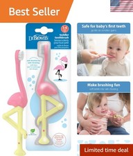 Pink Flamingo Baby Toothbrush - Soft Safe for Ages 1-4 - Promotes Independence