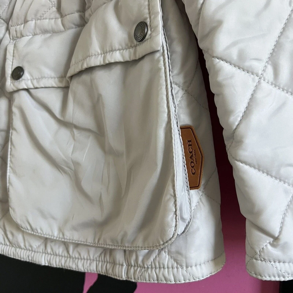 Coach Quilted Jacket Size S Cream - Image 3 of 4