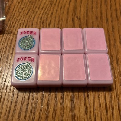 Two Hobby Lobby Darker Pink Mahjong Jokers And Six Tiles Stickered  As Blanks