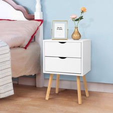 White Bedside Tables Nightstand Cabinet Modern Side End Table with 2 Drawers