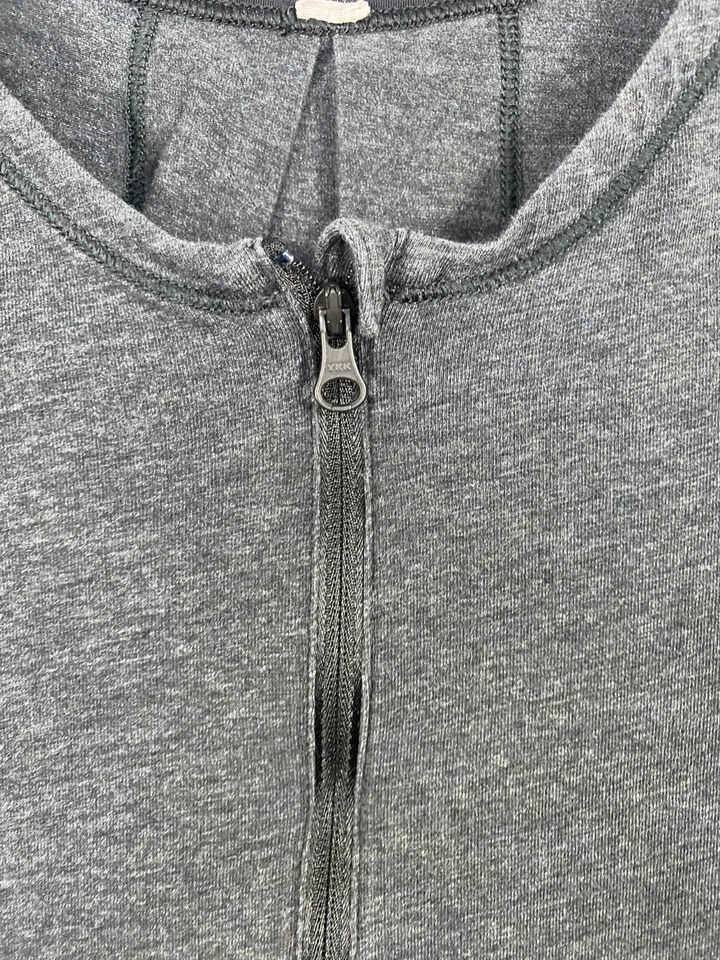 LULULEMON Black Heather Gray Stretch Half Zip Sleeve Workout Yoga Top M L Flaw - Image 2 of 4