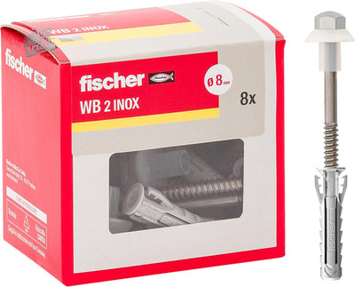 8 Fischer WB 2 Dowels Toilet Bidet Floor Holes Vertical Screws Stainless Steel