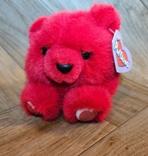 Swibco Puffkins Plush Stuffed Animal Red Bear Kisses Vtg 1994 w/ Eartag